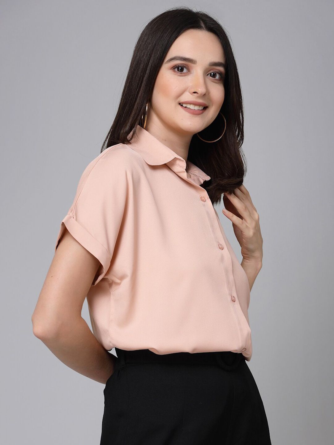 Style Quotient Nude Smart Spread Collar Formal Shirt