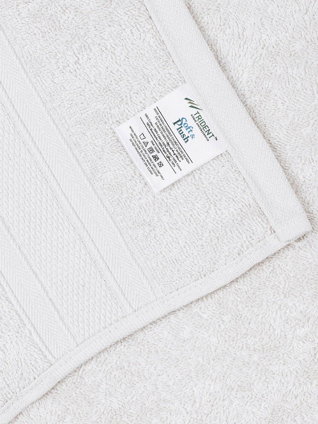 MYTRIDENT White Set of 4 Solid Soft  Plush Cotton Hand Towel