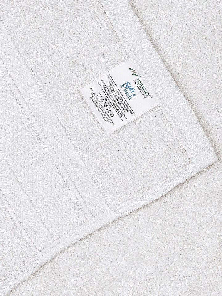 MYTRIDENT White Set of 4 Solid Soft  Plush Cotton Hand Towel