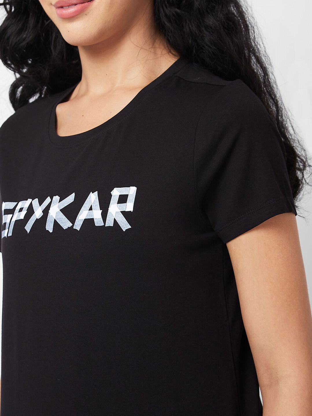 SPYKAR Typography Printed Round Neck Cotton T-shirt