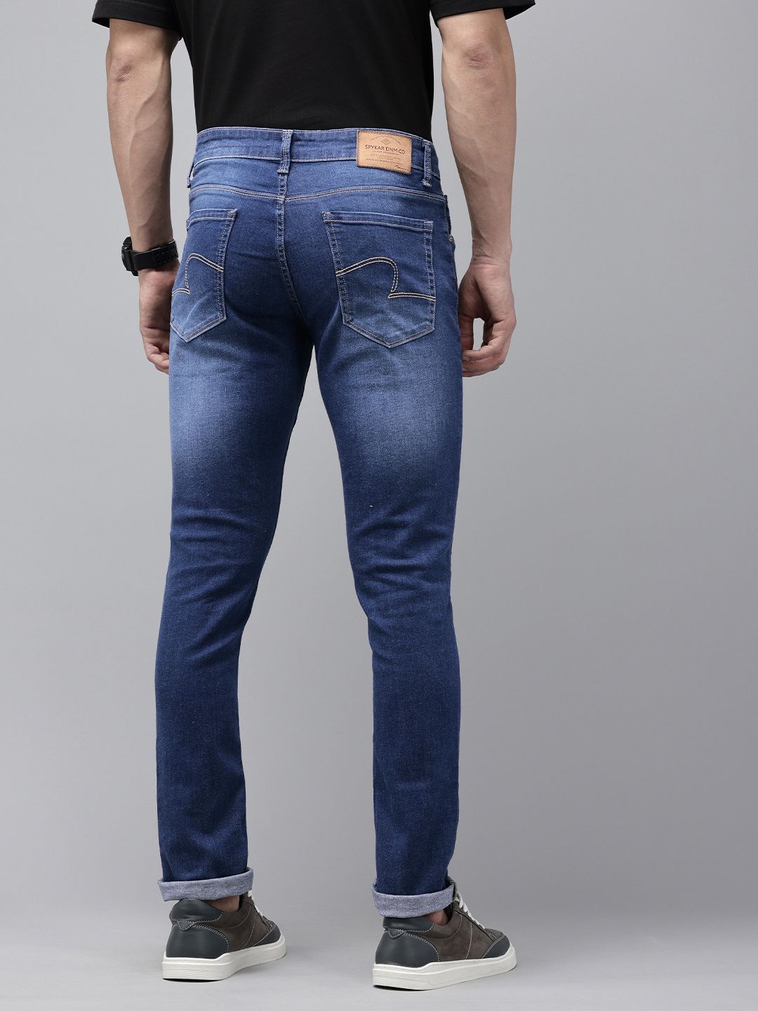 SPYKAR Men Slim Fit Low-Rise Heavy Fade Narrow Leg Stretchable Jeans
