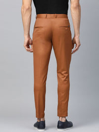 DENNISON Men Rust Red Smart Tapered Fit Solid Regular Trousers