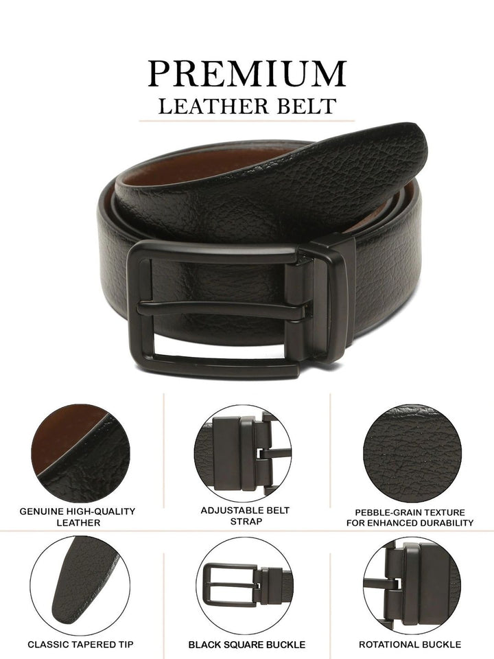 Teakwood Leathers Men Textured Leather Reversible Belt