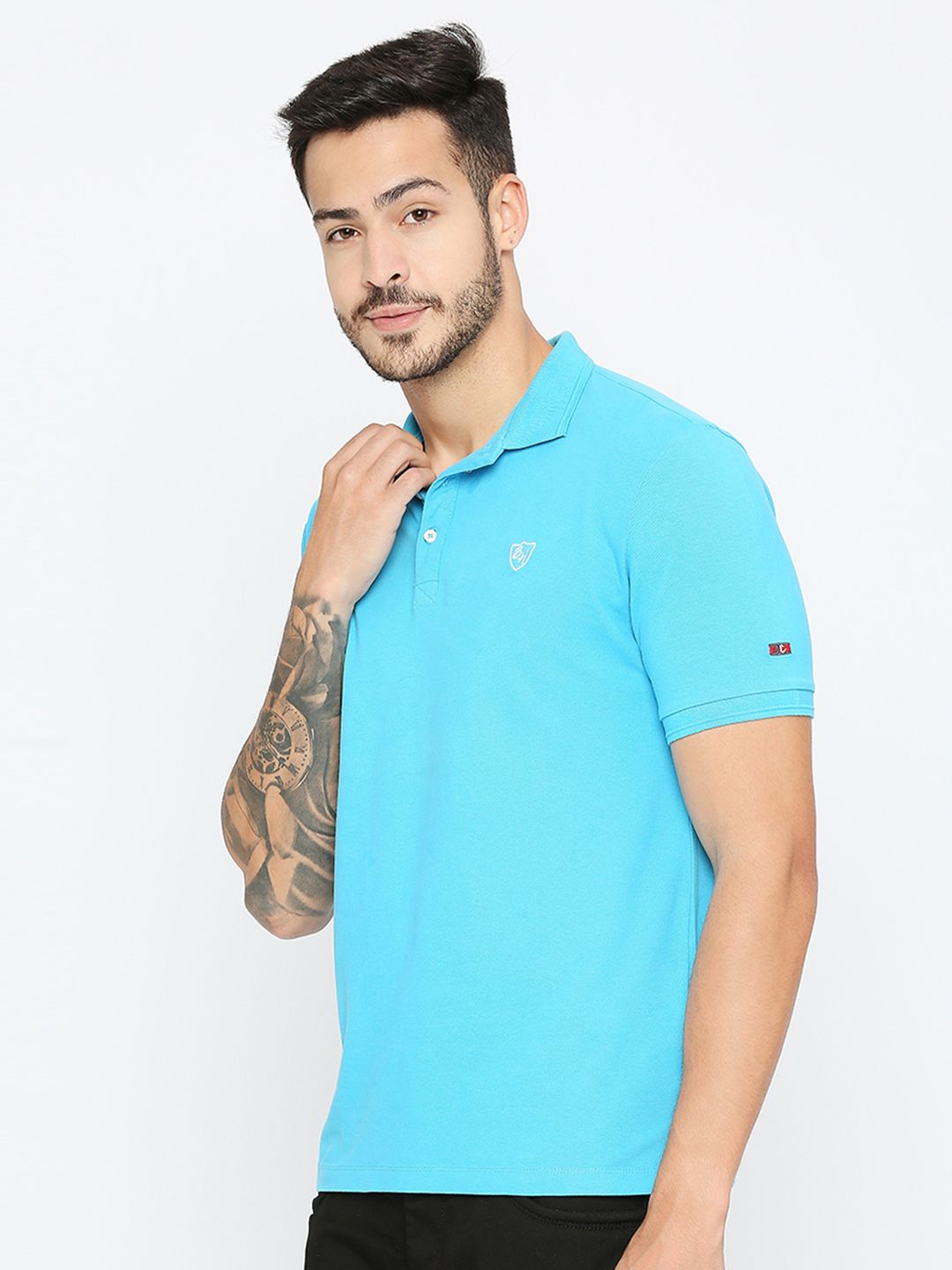Being Human Men Blue Polo Collar Pockets T-shirt