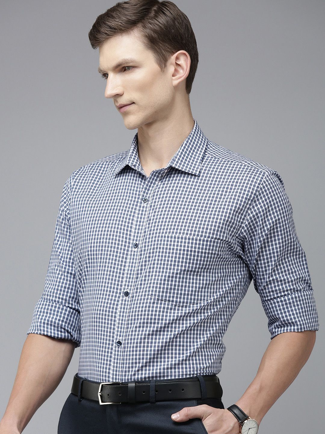 Park Avenue Pure Cotton Slim Fit Checked Formal Shirt