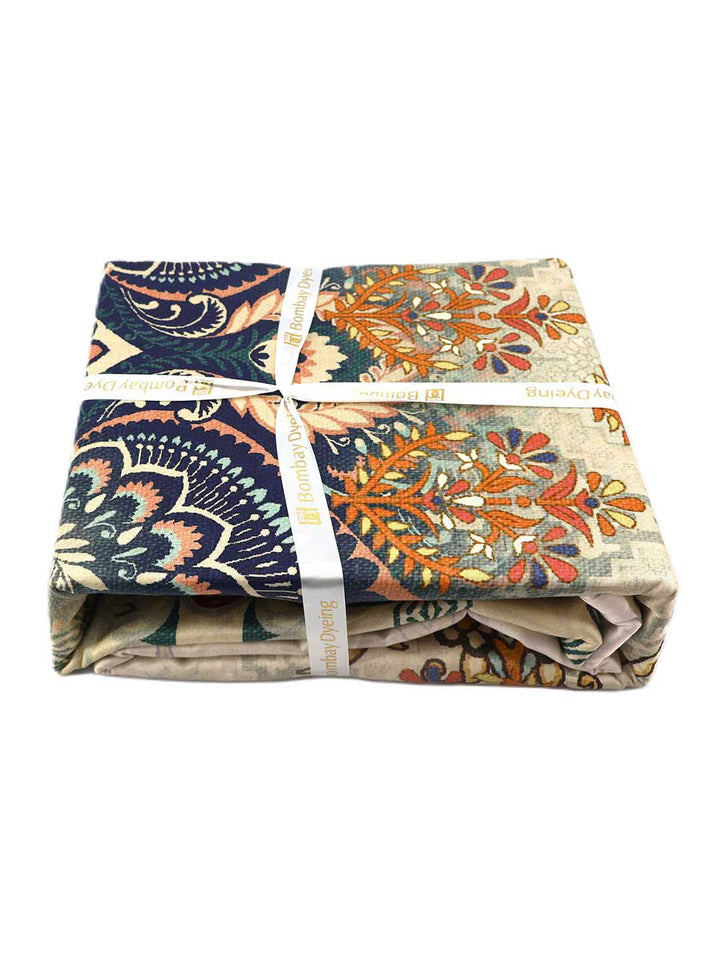 BOMBAY DYEING Ethnicity Brown Ethnic Printed Cotton 300 TC King Bedsheet Set 2.74 x 2.74 m