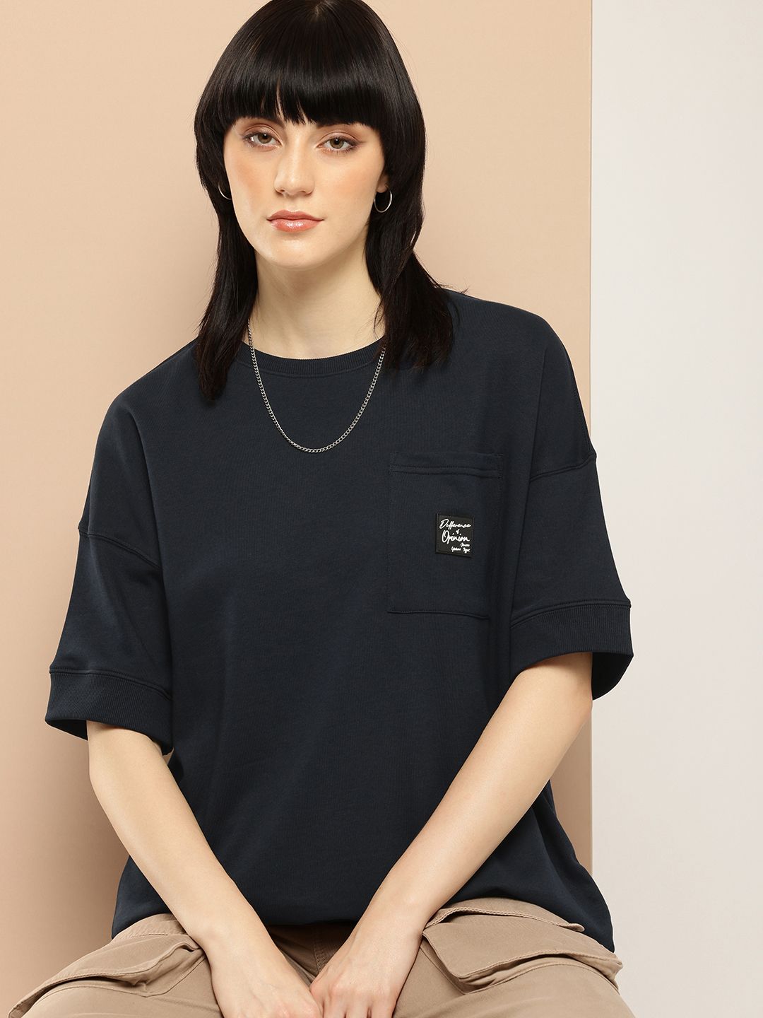 Difference of Opinion Women Oversized Drop Shoulder Ultra Soft Drapey Cotton T-Shirt