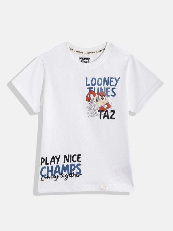 Happy Faces Boys Looney Tunes Printed Pure Cotton T-shirt