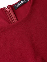 SASSAFRAS Women Maroon Solid Layered Basic Jumpsuit