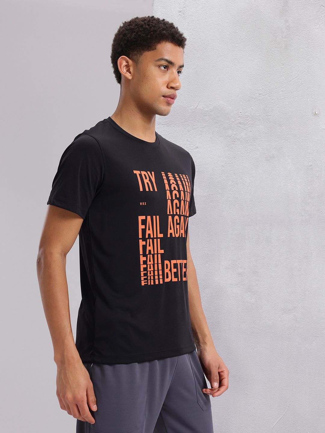 HRX by Hrithik Roshan Typography Print Rapid-Dry Training T-shirt
