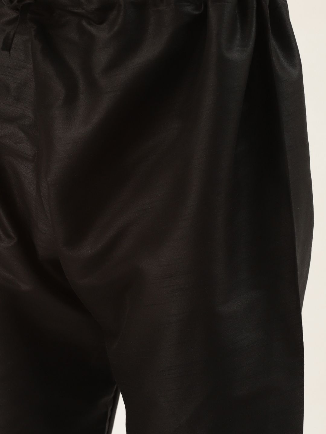 SOJANYA Men Black & Grey Jacquard Woven Design Kurta with Churidar & Nehru Jacket