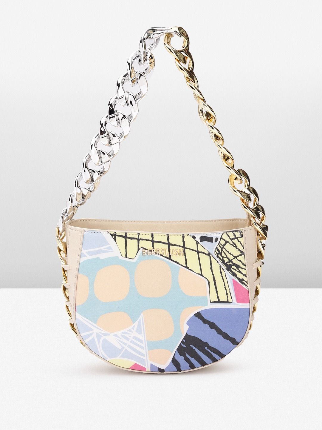 Berrylush Printed Half Moon Handheld Bag