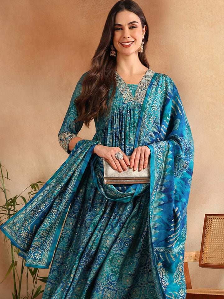 KALINI Ethnic Motifs Printed Regular Kurta with Palazzos & Dupatta
