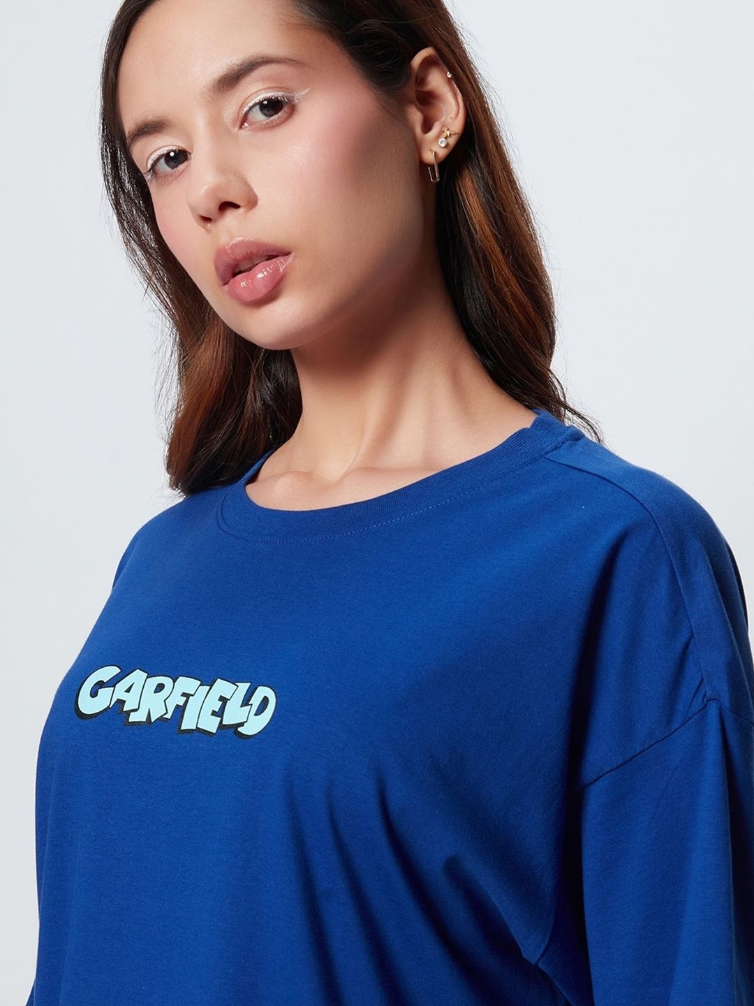 Bewakoof x OFFICIAL GARFIELD MERCHANDISE Lazy Garfield Graphic Printed Oversized T-shirt