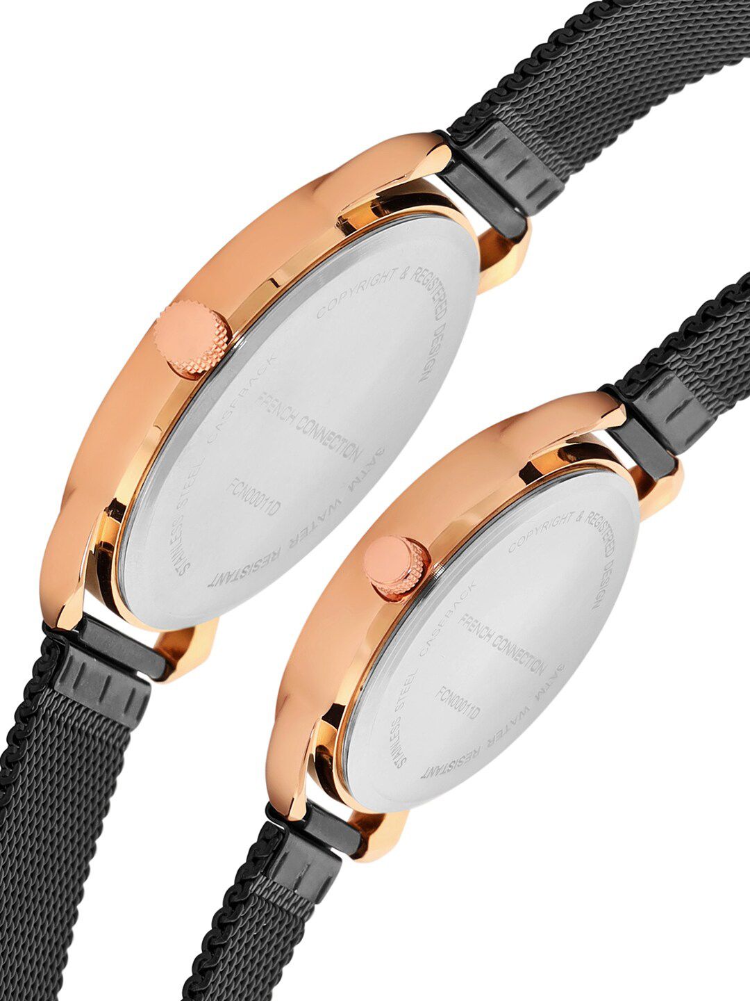 French Connection Black Analog Round Dial Amiti Couple Watch