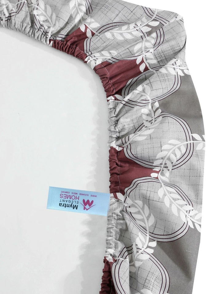 Myntra Elegant Homes Grey Geometric 400 TC Single Bedsheet with 1 Pillow Covers