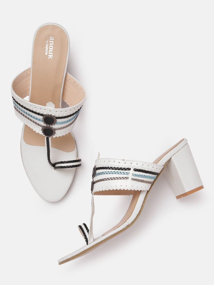 Anouk Woven Striped Ethnic Block Heels
