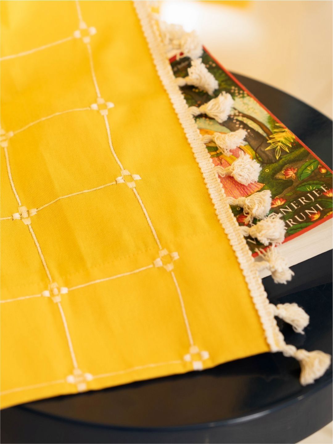 URBAN SPACE Yellow Embroidered Long Door Curtain