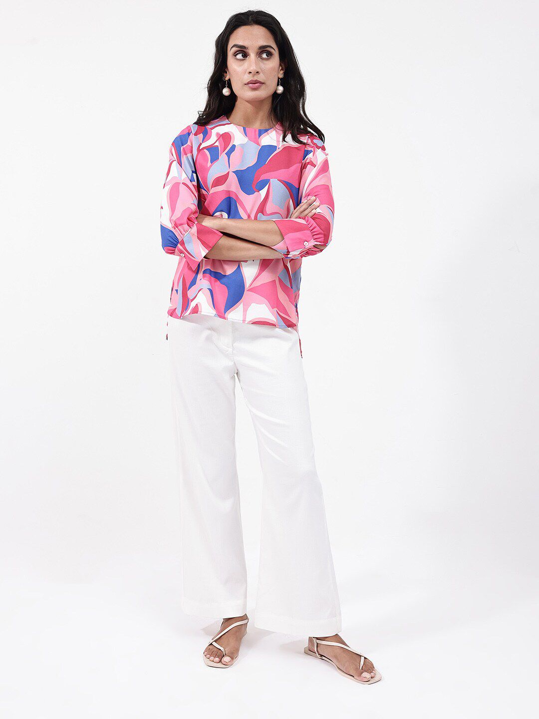 RAREISM Callisto Abstract Print Round Neck Top