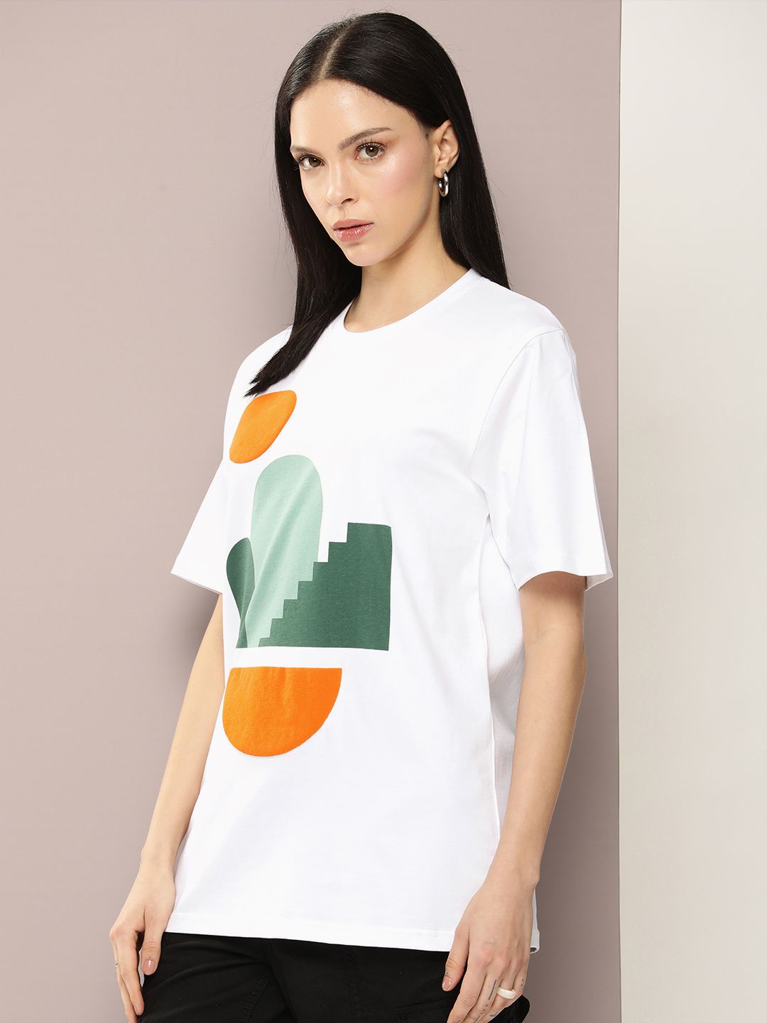 DILLINGER Women Graphic Printed Embossed Oversized T-shirt