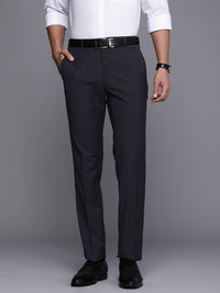 Raymond Men Solid Flat-Front Slim Fit Formal Trousers