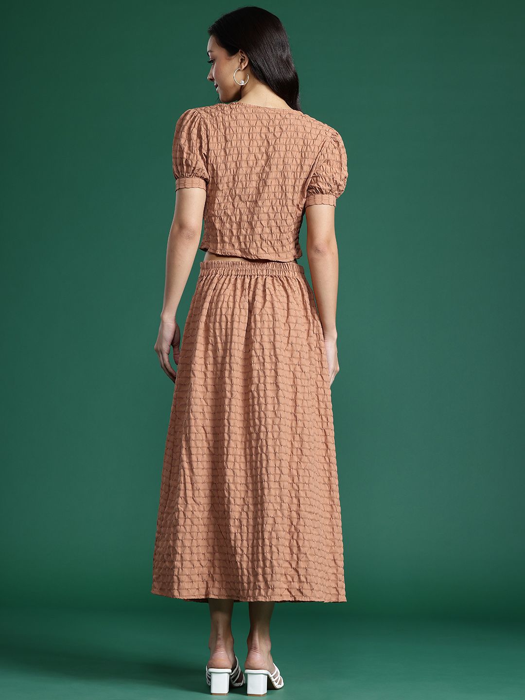 DressBerry Textured Top With Skirt Co-Ord Set