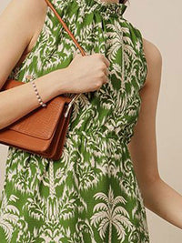 STREET 9 Women Tropical Printed Sleeveless Cotton Fit and Flare Maxi Dress