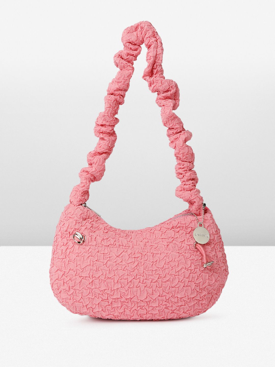DressBerry Textured Self Design Half Moon Hobo Bag