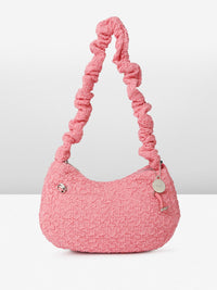 DressBerry Textured Self Design Half Moon Hobo Bag