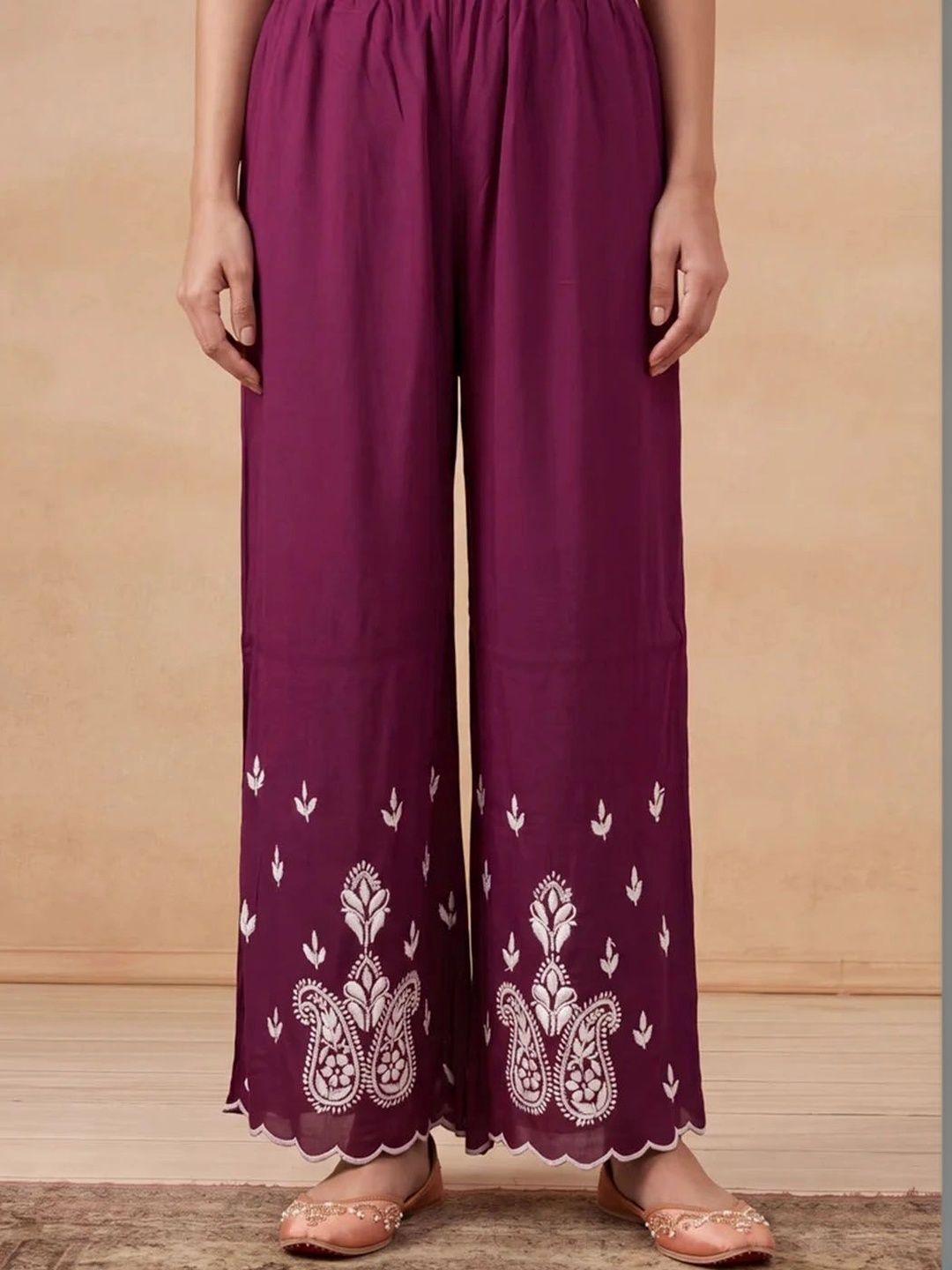 House of Chikankari Women Ethnic Motifs Embroidered Regular Thread Work Kurta with Palazzos