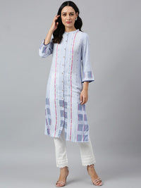 W Women Geometric Print Straight Kurta