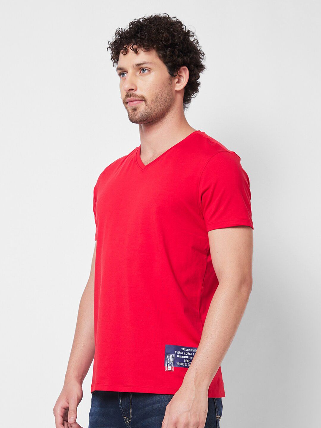 SPYKAR V-Neck Cotton Slim Fit T-shirt