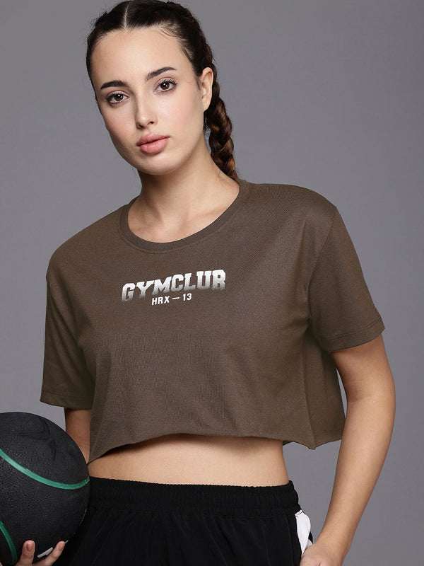 HRX by Hrithik Roshan IRONTRIBE Printed Drop-Shoulder Boxy Training Crop T-shirt