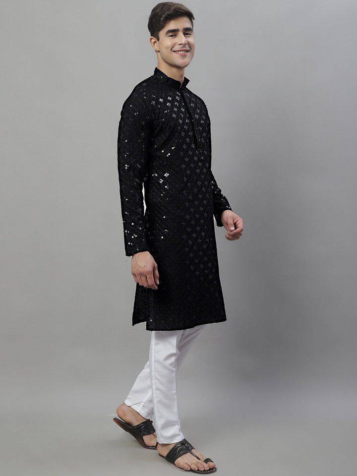 Jompers Geometric Chikankari Embroidered Kurta With Pyjamas