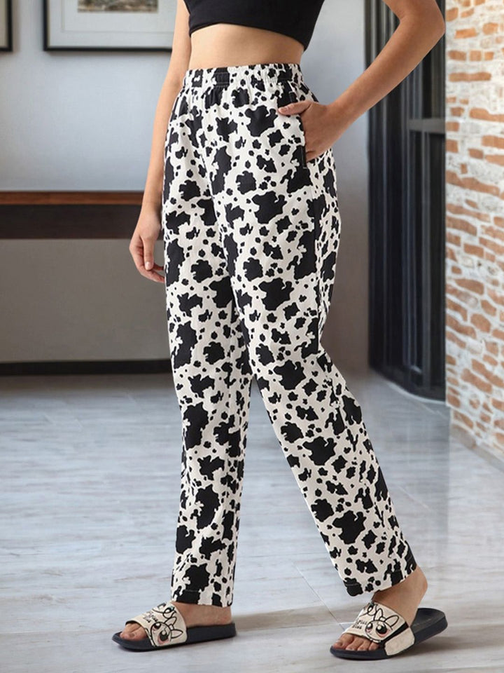 Bewakoof Women Printed Mid-Rise Cotton Lounge Pants