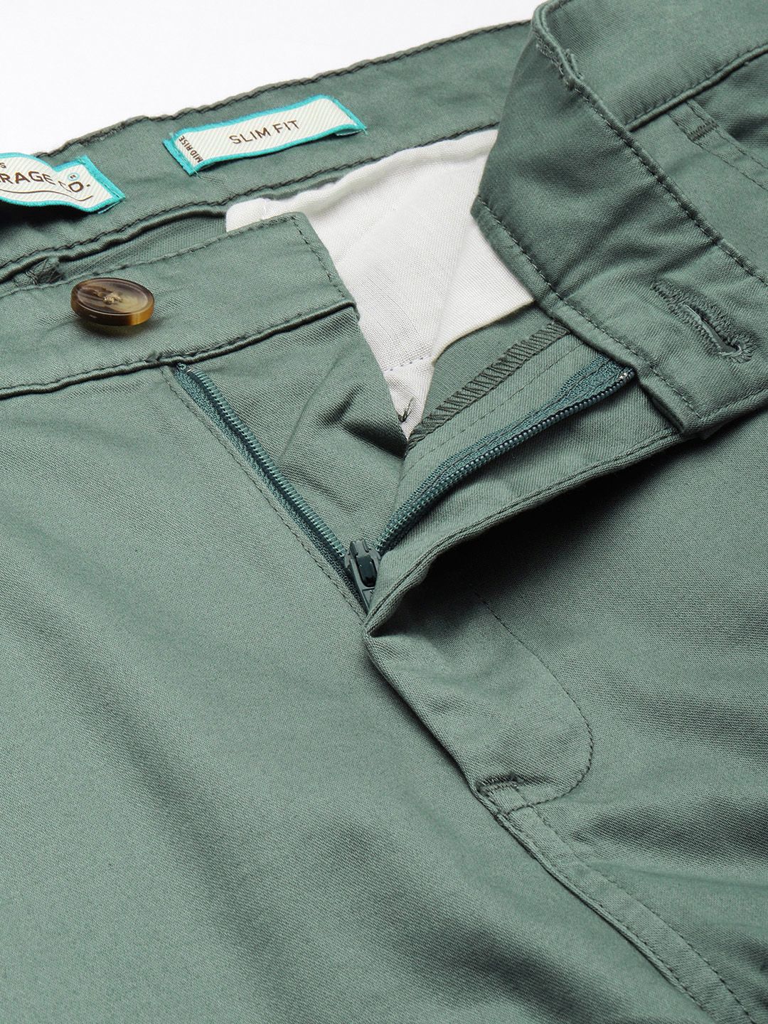 The Indian Garage Co Men Solid Slim Fit Chinos Trousers
