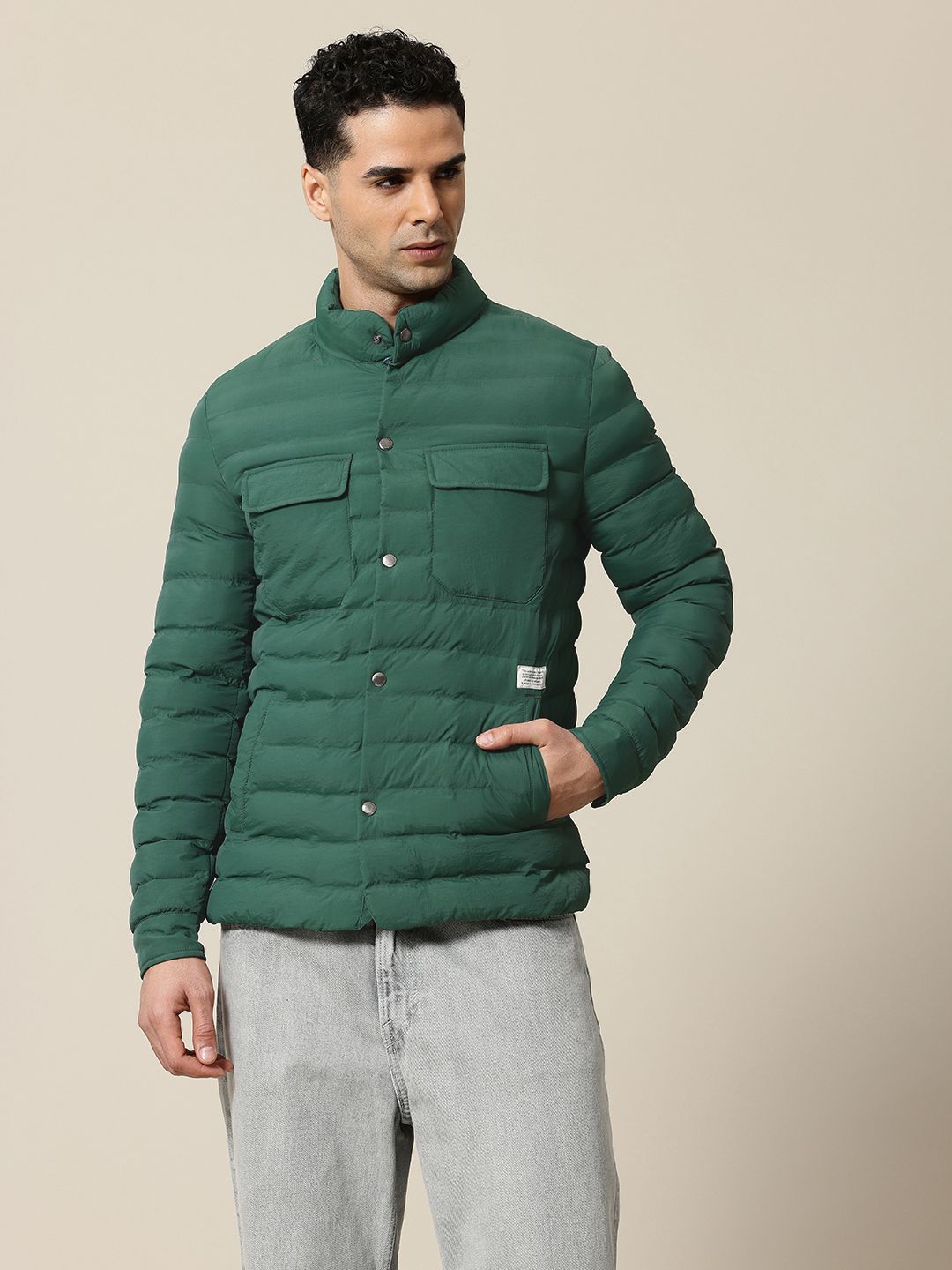 Mr Bowerbird Band Collar Tailored Fit Puffer Jacket