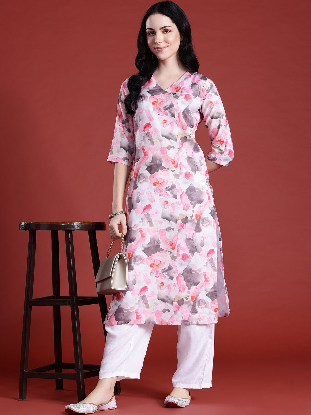 Anouk Floral Printed Floral Straight Kurta