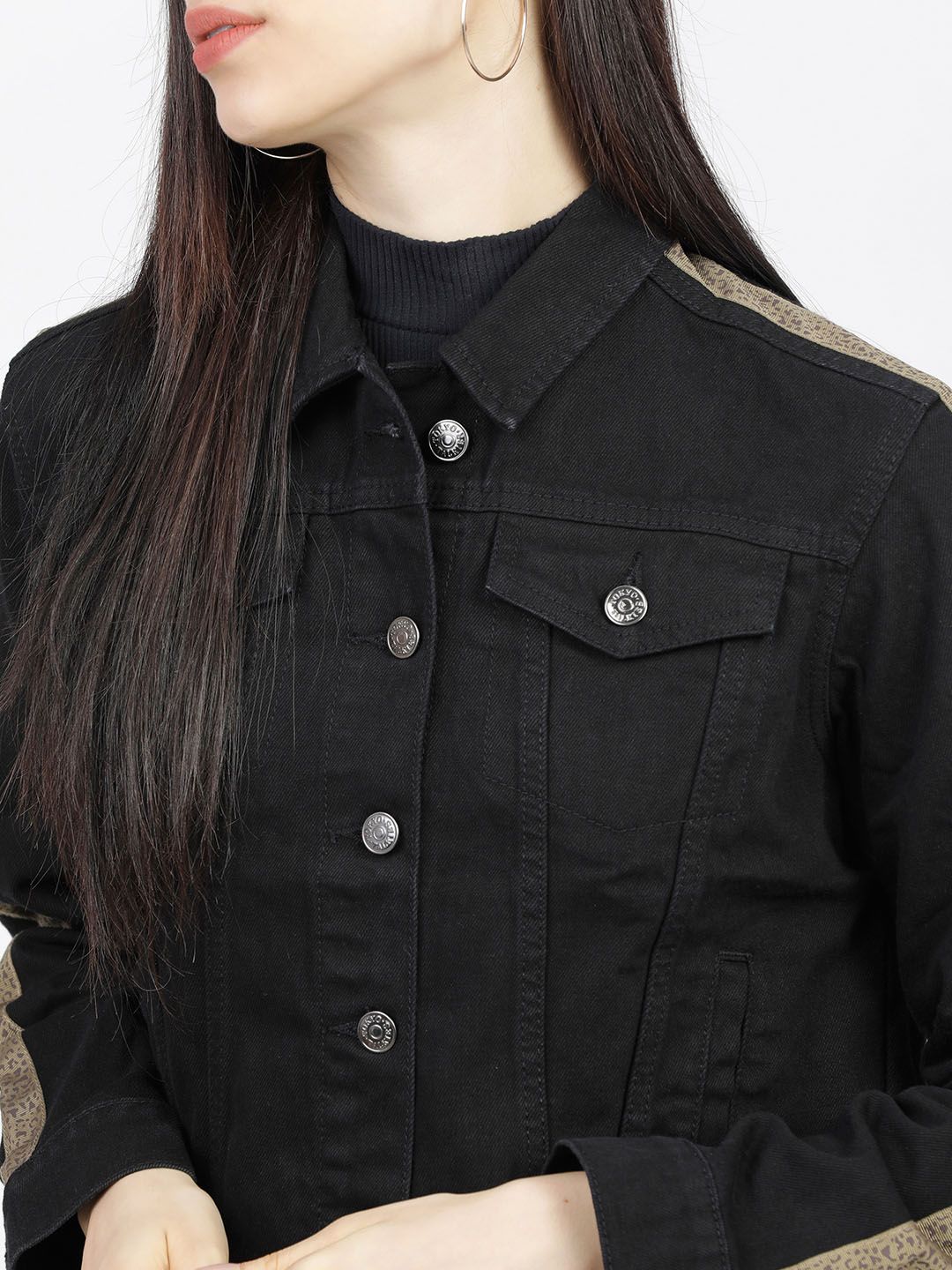 Tokyo Talkies Women Black Printed Jacket