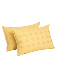 HOSTA HOMES Set of 2 Yellow Embroidered Pure Cotton Pillow Covers
