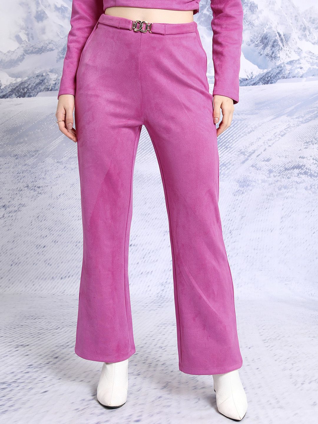 Tokyo Talkies Suede Crop Top With Trousers