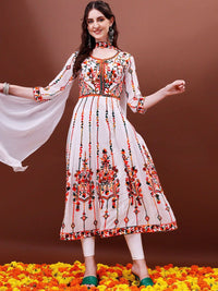 KALINI Chikankari Embroidery Georgette Anarkali Kurta & Dupatta