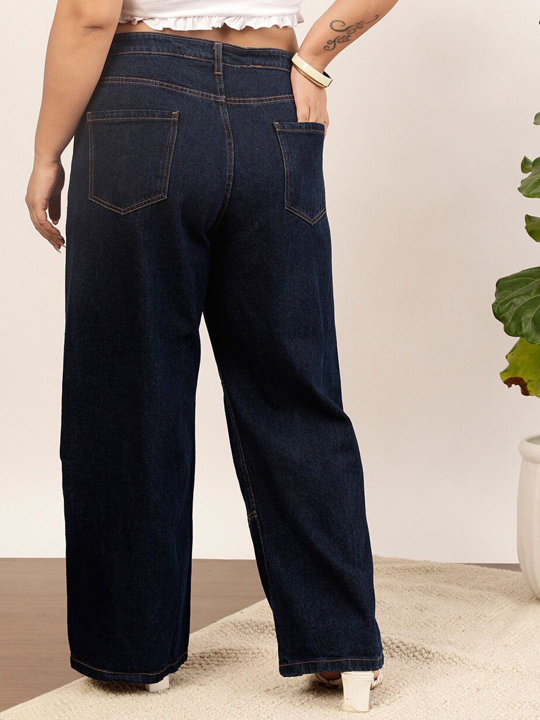 CURVY STREET jean Women Clean Look Pure Cotton Wide Leg Jeans
