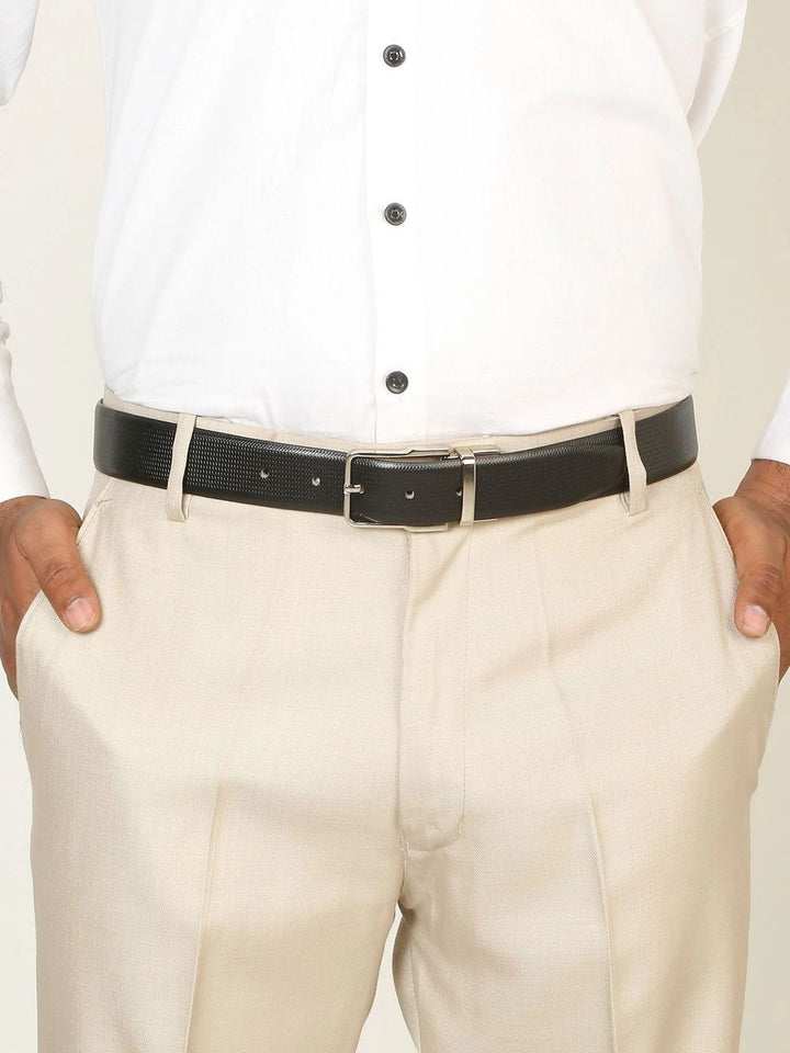 Teakwood Leathers Men Textured Leather Reversible Formal Belt
