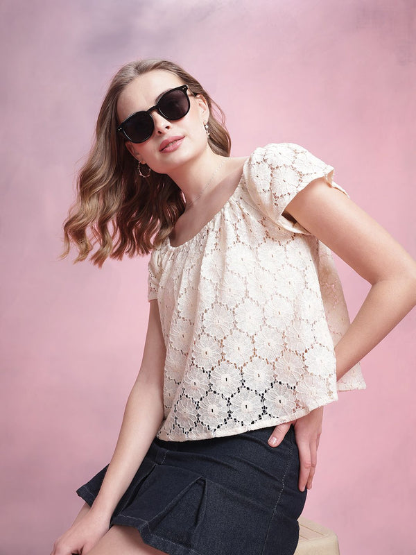 DressBerry Floral Lace Boxy Top