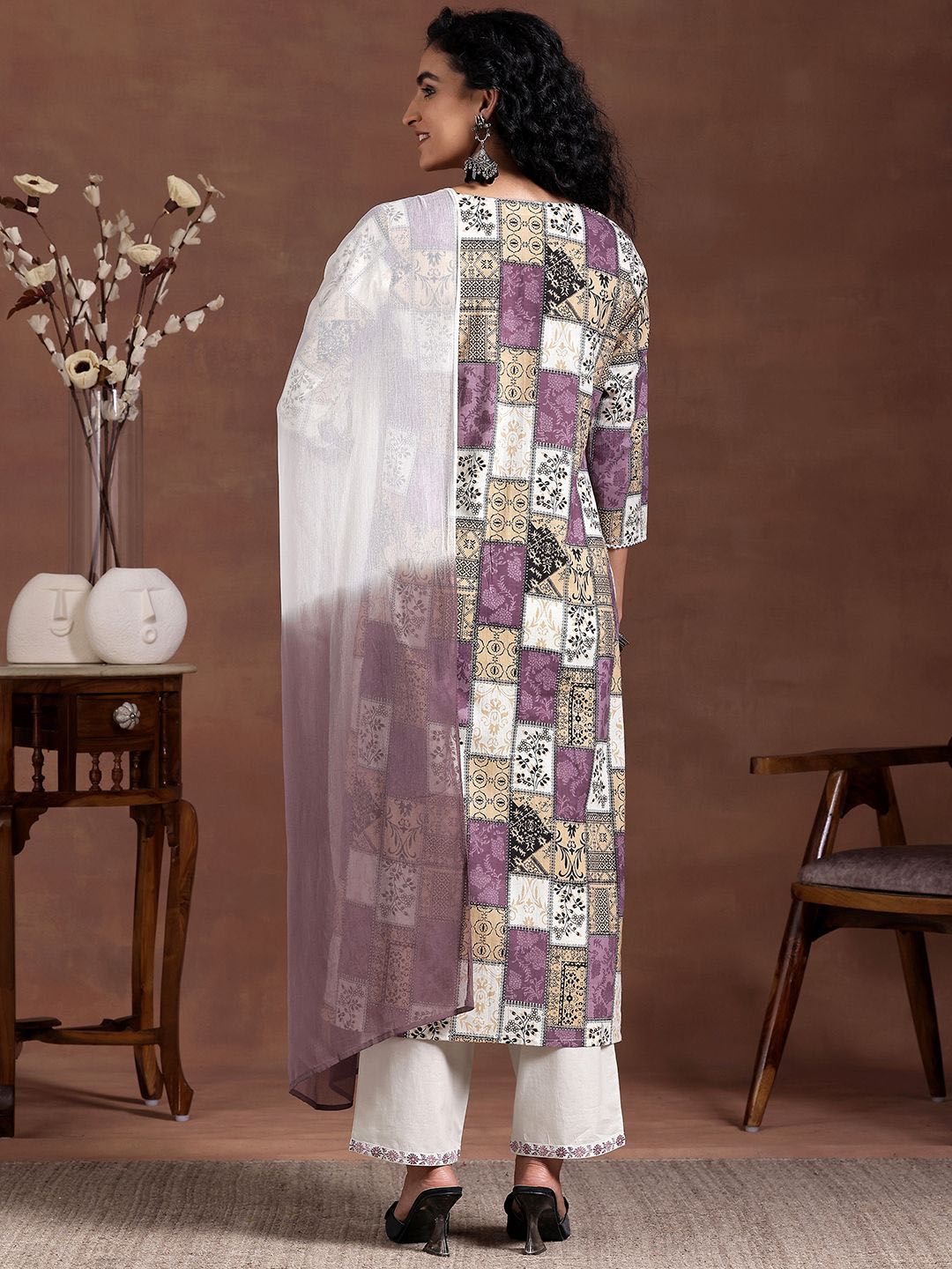 Libas Women Ethnic Motifs Printed Regular Thread Work Pure Cotton Kurta with Trousers