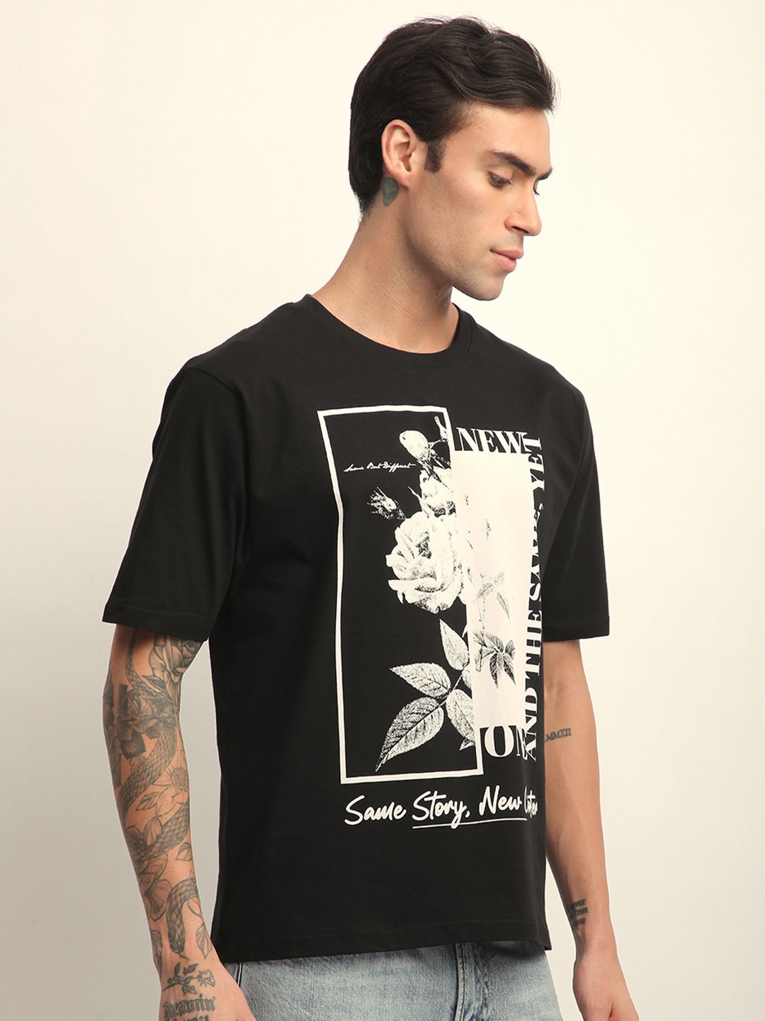 Difference Of Opinion Men Short Sleeve Oversized Crew Neck Printed Tshirt