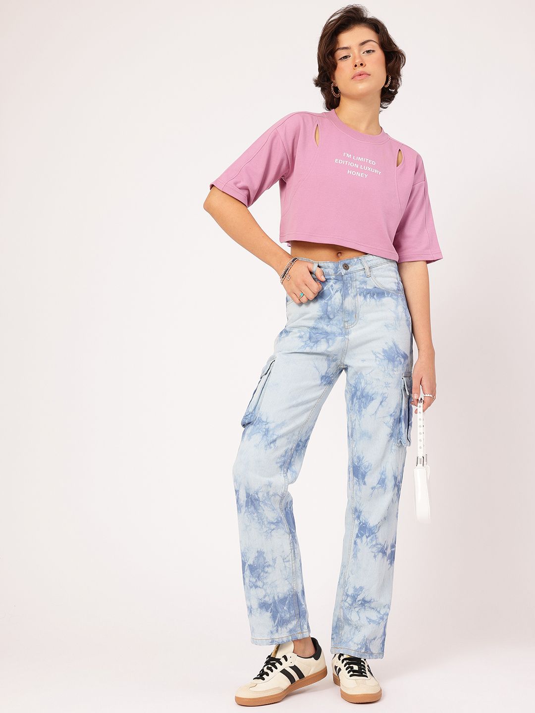 DressBerry Women Utility Unraveled Tie & Dye Cargo jeans