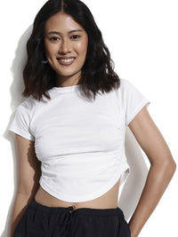 DressBerry Revamped Ruched Cut-Out Basic Crop Top