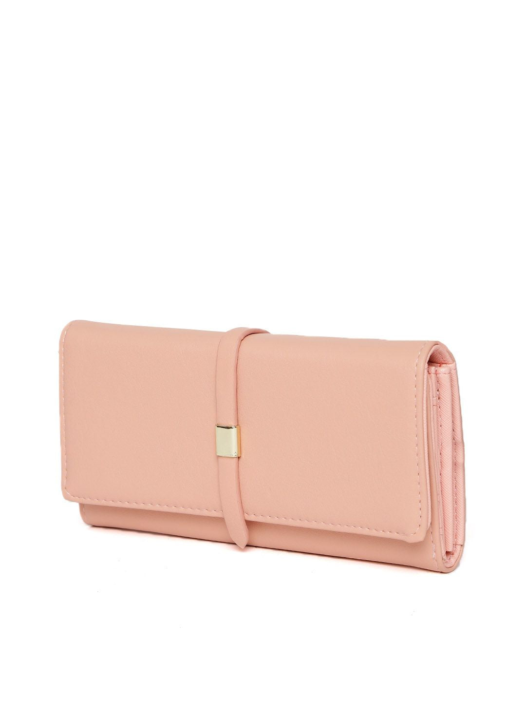 Lino Perros Women Peach-Coloured Solid Three Fold Wallet